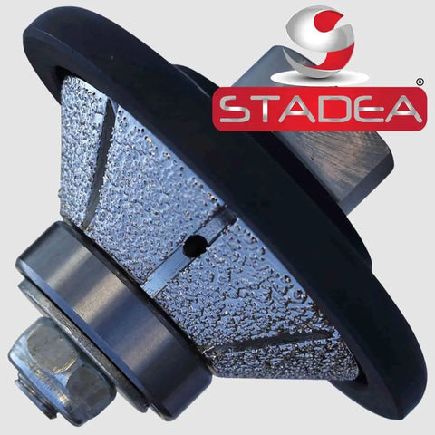 Heavy Duty Diamond Profile Wheel For Grinder Polisher 45 Degree Bevel Angle 15 Millimeter High With Nine Sixteenth Inch Arbor