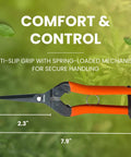 Top Notch Pro Grade Japanese Harvesting Shears With Straight 58 Millimeter Blade Black Fluorine Coated Stainless Steel displayed on green background.
