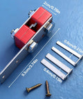 Heavy Duty Banding Strapping Tool With Ergonomic Handle for Fast Packing, screws and metal pieces with dimensions shown