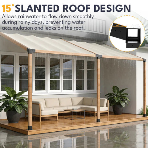 15 Degree Slanted Pergola Bracket Kit, 4-Way Roof Wall Mount For 4x4 Posts, Set Of 3, Heavy Duty Carbon Steel, Rust Resistant Post Base Hardware For Gazebos, Patios And Outdoor Pergolas