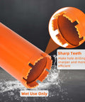 NINEROARS 3-inch wet diamond core drill bit, orange-coated with sharp teeth, 1-1/4 to 7 threaded for concrete, wet-use only