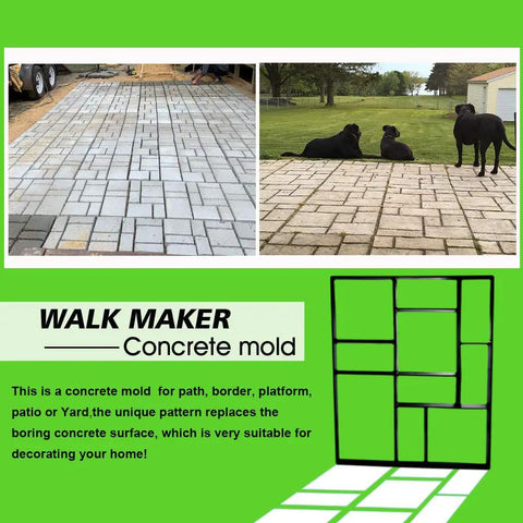 Oversized Walk Maker Concrete Molds 10 Grid Paver Form No Brainer DIY Pathway Lawn Patio Garden showing stone paths and mold