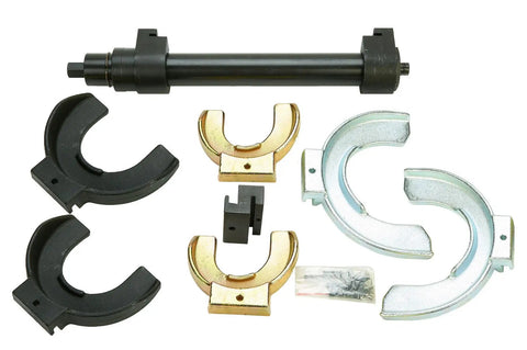 MacPherson Strut Spring Compressor Kit with interchangeable fork attachments displayed in set