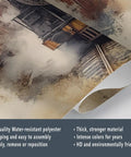Close-up of Vintage Locomotive Steam Train Wall Mural on silk, 59x39.4 in, showing thick material roll and print detail.