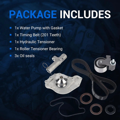 Beefed Up Timing Belt Kit With Water Pump For 3.5L 4.0L V6 V8 Engines That Fit Dodge Charger includes components laid out