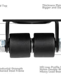 Tough As Nails 1 Inch Double Nylon Caster Wheels Set Of Four Black Rigid Plate Mount Casters For Beds And Workbenches Designed For Heavy Lifting Jobs With Smooth Rollin Action And Wear Resistant Tracks - Side view showing nylon wheels and mounting plate.
