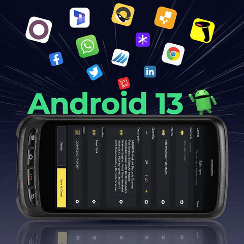Android 13 Barcode Scanner Handheld Computer With Rugged Build And 5.2 Inch Touchscreen, 1D/2D QR Data Capture, Zebra SE4750 Engine, 8000mAh Battery, Pistol Grip, 4G LTE, WiFi, Bluetooth, Enterprise PDA, US Repair Center, Two Year No Charge Repairs
