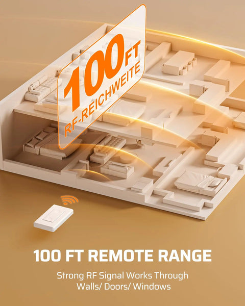 Remote Control Light Socket With Wireless Wall Switch For E26 E27 Bulbs showing 100 ft signal range model diagram