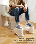 7 Inch Toilet Stool For Easier Posture And Faster Poops, Detachable Potty Step Stool in use by an adult, ergonomic foot rest