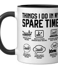 Dragon Boat Paddler Ceramic Mug For Dragonboating Fans And Teams, black and white coffee cup with dragon boat racing icons