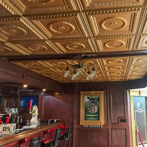 Dope Ceiling Upgrade In Hours With Laurel Wreath PVC 2x2 Tile Lay In Or Glue Up Silver Finish Class A Fire Rated Covers 40 Sq Ft