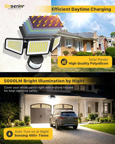 Weatherproof Solar Motion Sensor Flood Lights With Three Adjustable Heads And Smart Remote Control For Yard Security Featuring Four Game Changing Modes And No Sweat Setup Top Shelf Two Pack