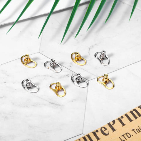 8 Pack Earring Lifters Backings For Droopy Ears Large Stud Back Replacements Tight Locking Earring Findings in Silver and Gold