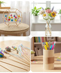 150 Piece Smooth Wooden Dowel Rods 1/8 By 12 Inches Solid Craft Sticks used in DIY flower arrangements and craft projects.