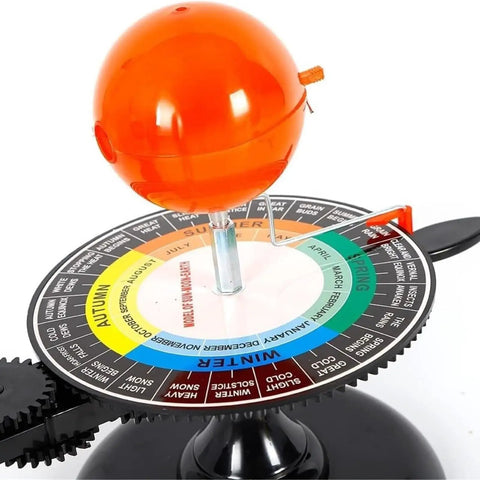 Three Ball Totally Hands On Sun Earth Moon Orbital Model Kit For Home And School Realistic 3D Solar System That Shows Day Night Seasons Eclipses Moon Phases With Mechanical Linkage, orange desktop model