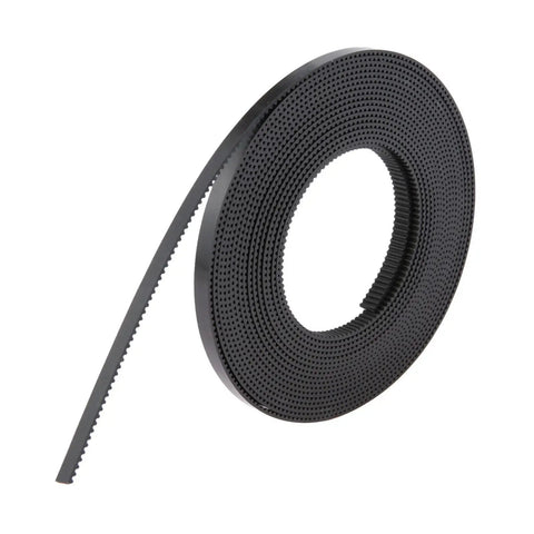 Solid Grip 6Mm GT2 Timing Belt For 3D Printers Steel Reinforced Polyurethane Coating Black, showing flexible circular drive belt.