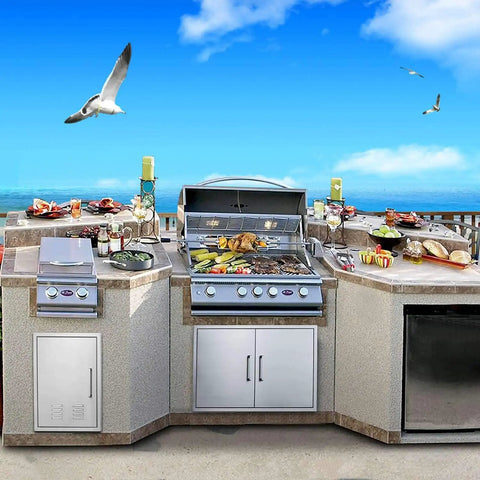 Stainless Steel Flush Mount Outdoor Kitchen Door Set Double Access Door 30 Inch Wide 21 Inch High Rust Resistant And Weatherproof