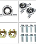 Rear Axle Assembly Kit For 32 Inch Go Karts With Shaft Hub And Chain Brake Master Cylinder And 428 108L Chain Fits 6 To 10 Inch Wheels Beefy Heavy Duty Chrome Construction For ATV Quad Drift Trikes components including pillow blocks, bolts, and castle nuts in chrome and metal finish