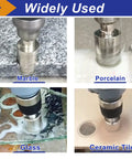 Heavy Duty Top Notch 1 1/8 Inch Diamond Hole Saw Drill Bit With Precision Pilot Tip used on marble, porcelain, glass, and ceramic tile.