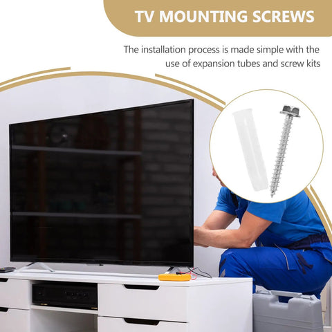 Heavy Duty TV Wall Mount Anchor Kit With Drywall Screws And Concrete Expansion Tubes For Easy Install In Drywall Brick Or Concrete Walls Heavy Duty Steel Mounting Hardware For Secure TV Mounting On Studs Or Solid Masonry, TV screws and anchors