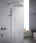 Wall Mounted Shower System 10 Inch Rain Shower Set Stainless Steel with soft silicone nozzle and dual shower options.