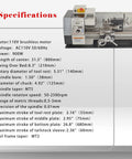 Jaryannix 8 Inch By 32 Inch Mini Metal Lathe With Brushless Motor And Digital Display offers specifications on turning capabilities.