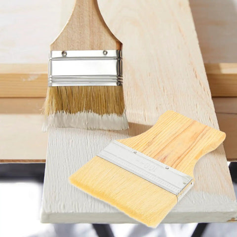 3 Piece Flat Tip Paint Brush Set With Poplar Handles For Wood Stain And Wall Painting Oil Painting Ergonomic Paddle Brushes