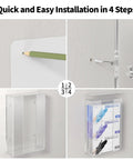 Clear Acrylic Glove Dispenser Wall Mount For Triple Glove Boxes installation steps in four images