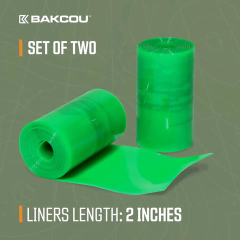 Puncture Proof Fat Tire Liners, Set of 2, Flat Tire Protection for Fat Bikes, green plastic rolls, 2 inches wide.