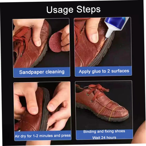 Heavy Duty Shoe Sole Glue Adhesive Waterproof Repair For Sneakers Boots Leather Handbags And Heels Multipurpose Professional Glue Beast Bond For Soles And Other Materials usage steps on leather shoe.
