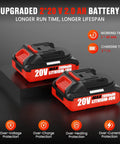 Dual batteries for Ultra Lightweight Cordless Pole Hedge Trimmer With Dual Batteries And Charger, 20V 2000mAh lithium-ion
