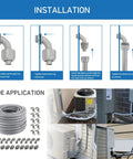 Heavy Duty Three Quarter Inch Flexible PVC Conduit Kit Pro Grade Easy Install With Thirty One Pieces Including Ten Couplings Ten Elbows And Ten Straps UV Resistant UL Listed Gray For HVAC And Refrigeration Installations installation guide.