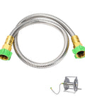 3 Foot 304 Stainless Steel Leader Hose Female To Female For Hose Reel Kink Free Flexible Metal Water Hose With Leakproof Durable Design