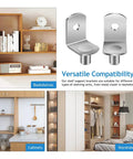 Heavy Duty L Shape Shelf Brackets Pins Set For Kitchen Cabinets Bookcases And Closets, nickel-plated for stable shelves.