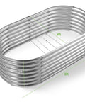 Galvanized Raised Garden Bed With 8x4x2 Ft Size, Outdoor Oval Metal Planter Box For Vegetables, Silver Thickened Steel Construction