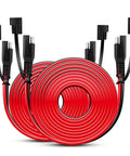 Heavy Duty 2 Pack SAE Extension Cable 12 Foot 16AWG Wiring Harness Compatible With Motorcycles RVs And Solar Panels Featuring Quick Disconnect Plugs That Are Hella Rugged, shown coiled and with black connectors.