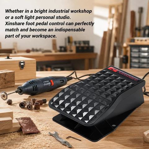 Foot Pedal Speed Controller For Rotary Tools And Flex Shaft Motors, Variable Speed Switch With North American Plug, Easy On Demand Power For Electric Grinders, Saws, And Stationary Tools, black plastic