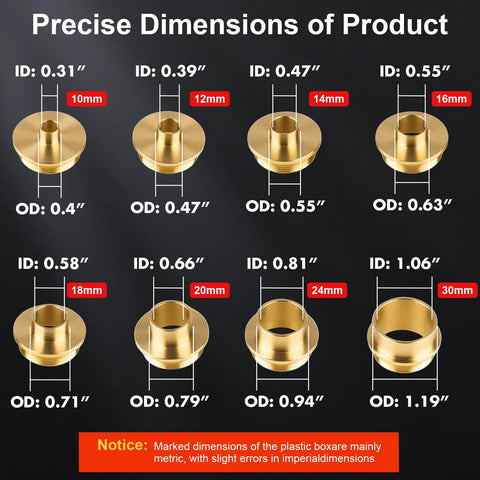 11-piece brass router bushing guide set with lock-nut adapter for Porter-Cable style router sub-bases
