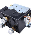 Rock Solid 12V Dc Contactor Switch Dc88 Zjwt100A Model showing top and side view, featuring durable metal and plastic construction for heavy equipment.