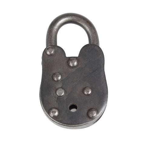 Brass Metal Lock And Key Decor Prop For Indoor And Outdoor Use Dark Gray Finish 1 Inch By 3 Inch By 2 Inch Size