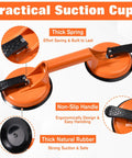 Heavy Duty Aluminum Vacuum Double Suction Cups And Rubber Hammer Floor Gap Repair Kit with orange suction cups and black handles