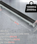 Heavy Duty Trench Drain Kit For Yard Lawn Driveway And Sidewalk With Customizable Garden Drainage Channels And Grating 100x25x20 Cm Built Tough With SMC Resin Base And Stainless Steel Cover For Fast Water Relief visible specifications and dimensions
