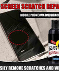 Scratch Repair Liquid for Phone Screens and Tablet Glasses, Quick Fix Restoration Solution bottle next to scratched phone screen.