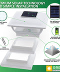 Solar Post Cap Lights for 4X4 and 5X5 Posts Outdoor Waterproof LED Post Lights for Deck and Fence White Finish 8 Pack features.