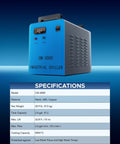 Industrial CO2 Water Chiller For K40 Laser Engravers Up To 50 Watts, CW-3000 unit with digital display and brass fittings.