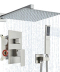 Tub Shower Faucet Set With Matte Black Finish High Pressure Rain Shower Head And Brass Tub Spout 304 Stainless Steel