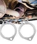 Strongthium 3.5-inch graphite exhaust flange gaskets with fire ring, high-temp, two-piece set for muffler/manifold