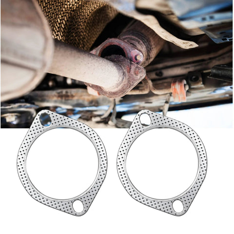 Strongthium 3.5-inch graphite exhaust flange gaskets with fire ring, high-temp, two-piece set for muffler/manifold