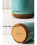 Close-up view of 360 Degree Rotating Extra Large Ceramic Utensil Holder with wooden base and cork mat, Arctic White color.