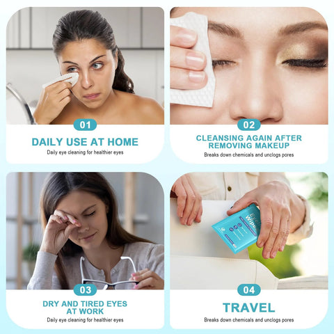 Tea Tree Eyelid Cleansing Wipes For Eyes And Makeup Removal Saline Rinse Travel demonstrated in various scenarios